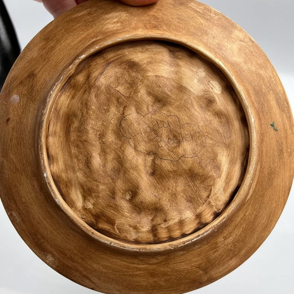 Vintage Handmade Ceramic Painted Nativity Scene Plate W Stand Christmas Decor - Picture 3 of 6